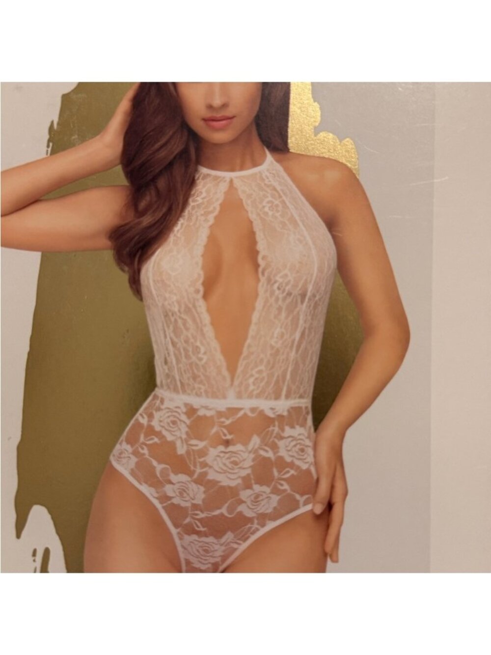 Penthouse White Lace High-Neck Teddy